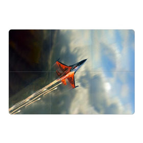 Магнитный плакат 3Х2 с принтом Красный F16 в Кировске, Полимерный материал с магнитным слоем | 6 деталей размером 9*9 см | Тематика изображения на принте: самолет