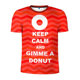 Мужская футболка 3D спортивная с принтом Gimme a donut в Кировске, 100% полиэстер с улучшенными характеристиками | приталенный силуэт, круглая горловина, широкие плечи, сужается к линии бедра | Тематика изображения на принте: keep calm | полосы | сериал | твин пикс | текстура | фильмы