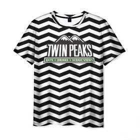 Мужская футболка 3D с принтом TWIN PEAKS в Кировске, 100% полиэфир | прямой крой, круглый вырез горловины, длина до линии бедер | полосы | сериал | твин пикс | текстура | фильмы