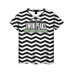 Женская футболка 3D с принтом TWIN PEAKS в Кировске, 100% полиэфир ( синтетическое хлопкоподобное полотно) | прямой крой, круглый вырез горловины, длина до линии бедер | полосы | сериал | твин пикс | текстура | фильмы