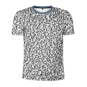 Мужская футболка 3D спортивная с принтом Музыкальные ноты в Кировске, 100% полиэстер с улучшенными характеристиками | приталенный силуэт, круглая горловина, широкие плечи, сужается к линии бедра | знаки | мелодия | музыка | нота | паттерн | символы | скрипичный ключ | текстура | черно белый