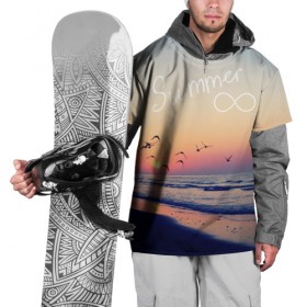 Накидка на куртку 3D с принтом Summer в Кировске, 100% полиэстер |  | Тематика изображения на принте: summer | закат | лето | пляж