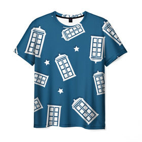 Мужская футболка 3D с принтом Тардис в Кировске, 100% полиэфир | прямой крой, круглый вырез горловины, длина до линии бедер | doctor who | space | tardis | будка | время | доктор кто | космос | машина времени | небо | приключения | пространство | сериал | тардис