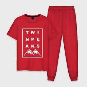 Мужская пижама хлопок с принтом Twin Peaks в Кировске, 100% хлопок | брюки и футболка прямого кроя, без карманов, на брюках мягкая резинка на поясе и по низу штанин
 | арт | сериал | твин пикс | фильмы