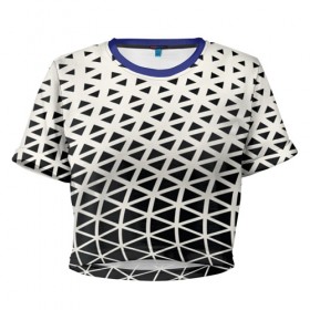 Женская футболка 3D укороченная с принтом Необычный узор в Кировске, 100% полиэстер | круглая горловина, длина футболки до линии талии, рукава с отворотами | pattern | сетка | узоры