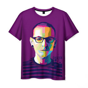 Мужская футболка 3D с принтом Честер Беннингтон в Кировске, 100% полиэфир | прямой крой, круглый вырез горловины, длина до линии бедер | линкин парк