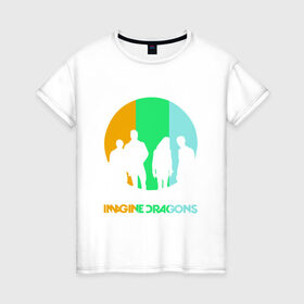 Женская футболка хлопок с принтом Imagine Dragons в Кировске, 100% хлопок | прямой крой, круглый вырез горловины, длина до линии бедер, слегка спущенное плечо | imagine dragons