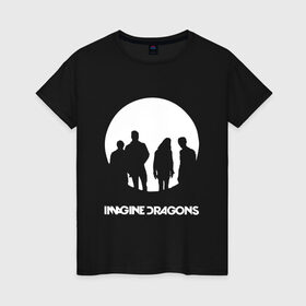 Женская футболка хлопок с принтом Imagine Dragons в Кировске, 100% хлопок | прямой крой, круглый вырез горловины, длина до линии бедер, слегка спущенное плечо | imagine dragons