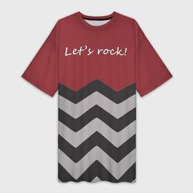 Платье-футболка 3D с принтом Lets rock в Кировске,  |  | lets rock | twin peaks | давайте сделаем это | даян | даяна | диана | дэвид линч | карлик | твин пикс