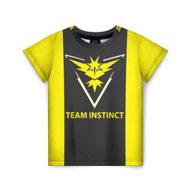 Детская футболка 3D с принтом Team instinct в Кировске, 100% гипоаллергенный полиэфир | прямой крой, круглый вырез горловины, длина до линии бедер, чуть спущенное плечо, ткань немного тянется | Тематика изображения на принте: game | игра | игрок | инстинкт | пикачу | покемон