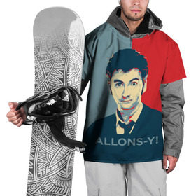 Накидка на куртку 3D с принтом ALLONS-Y! в Кировске, 100% полиэстер |  | арт | десятый доктор | доктор кто | надпись | сериал | тардис | фильмы