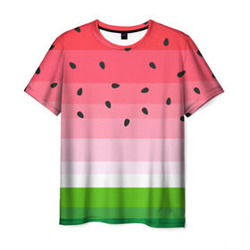 Мужская футболка 3D с принтом Арбузик в Кировске, 100% полиэфир | прямой крой, круглый вырез горловины, длина до линии бедер | pattern | trend | арбуз | зеленый | косточки | красный | мода | патерн | паттерн | розовый | текстура | тренд | фрукт | ягода