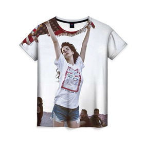 Женская футболка 3D с принтом Lana Del Rey в Кировске, 100% полиэфир ( синтетическое хлопкоподобное полотно) | прямой крой, круглый вырез горловины, длина до линии бедер | lana del rey | лана дель рей