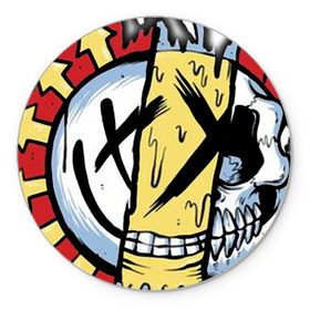 Коврик круглый с принтом MIXED UP Blink-182 в Кировске, резина и полиэстер | круглая форма, изображение наносится на всю лицевую часть | 3 | mixed | rock | музыка | рок | череп