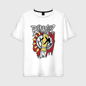Женская футболка хлопок Oversize с принтом MIXED UP Blink-182 в Кировске, 100% хлопок | свободный крой, круглый ворот, спущенный рукав, длина до линии бедер
 | 3 | mixed | rock | музыка | рок | череп
