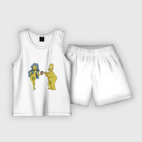 Детская пижама с шортами хлопок с принтом Симпсоны в Кировске,  |  | bart | homer | love | simpsons | адам | барт | гомер | ева | любовь | мульт | мультфильм | пончик | симпсоны