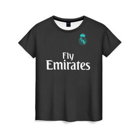 Женская футболка 3D с принтом Cristiano Ronaldo away 2018 в Кировске, 100% полиэфир ( синтетическое хлопкоподобное полотно) | прямой крой, круглый вырез горловины, длина до линии бедер | Тематика изображения на принте: champions | cristiano | league | madrid | real | ronaldo | spain | испания | криштиану | лига | мадрид | реал | роналду | чемпионов