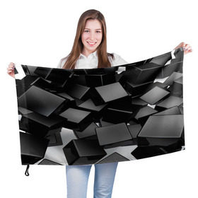 Флаг 3D с принтом Кубы материи в Кировске, 100% полиэстер | плотность ткани — 95 г/м2, размер — 67 х 109 см. Принт наносится с одной стороны | abstract | abstraction | block | tessera | абстракция | кубики | текстура