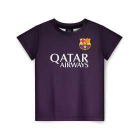 Детская футболка 3D с принтом Barca Messi в Кировске, 100% гипоаллергенный полиэфир | прямой крой, круглый вырез горловины, длина до линии бедер, чуть спущенное плечо, ткань немного тянется | barcelona | messi | барса | барселона | месси | футбол