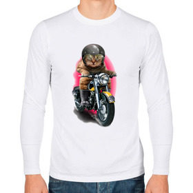 Мужской лонгслив хлопок с принтом Кот мотоциклист в Кировске, 100% хлопок |  | Тематика изображения на принте: moto | киса | кот | котэ | мото | мотоцикл | очки | шлем