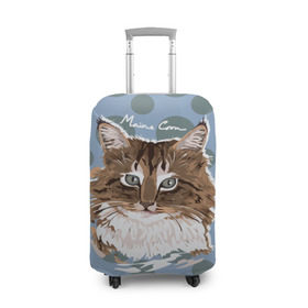 Чехол для чемодана 3D с принтом Мейн-Кун в Кировске, 86% полиэфир, 14% спандекс | двустороннее нанесение принта, прорези для ручек и колес | cat | kitten | kitty | maine coon | pet | арт | животные | коты | кошки | кружочки | мейн кун | текстура