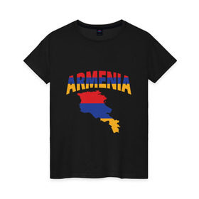Женская футболка хлопок с принтом Армения в Кировске, 100% хлопок | прямой крой, круглый вырез горловины, длина до линии бедер, слегка спущенное плечо | armenia | азия | арарат | армения | армяне | армянин | кавказ | коньяк | патриот | страна