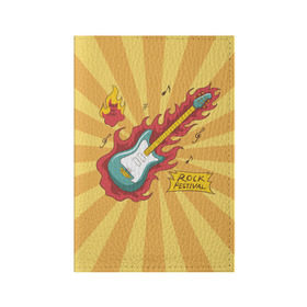 Обложка для паспорта матовая кожа с принтом Rock Festival в Кировске, натуральная матовая кожа | размер 19,3 х 13,7 см; прозрачные пластиковые крепления | festival | rock | гитара | металл | музыка | ноты | огонь | рок | солнце | треш | хард