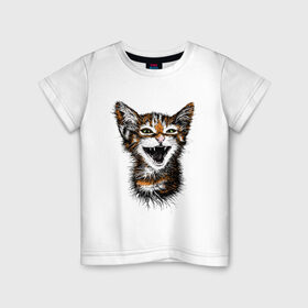 Детская футболка хлопок с принтом Рыжий кот в Кировске, 100% хлопок | круглый вырез горловины, полуприлегающий силуэт, длина до линии бедер | Тематика изображения на принте: 