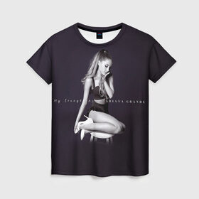 Женская футболка 3D с принтом Ariana Grande в Кировске, 100% полиэфир ( синтетическое хлопкоподобное полотно) | прямой крой, круглый вырез горловины, длина до линии бедер | ariana grande