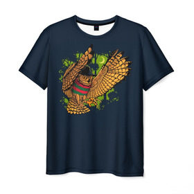 Мужская футболка 3D с принтом Сова - Фредди Крюгер в Кировске, 100% полиэфир | прямой крой, круглый вырез горловины, длина до линии бедер | bird | freddy krueger | owl | когти | лапа | луна | ночь | пернатые | птица | сова