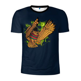 Мужская футболка 3D спортивная с принтом Сова - Фредди Крюгер в Кировске, 100% полиэстер с улучшенными характеристиками | приталенный силуэт, круглая горловина, широкие плечи, сужается к линии бедра | bird | freddy krueger | owl | когти | лапа | луна | ночь | пернатые | птица | сова