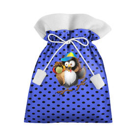 Подарочный 3D мешок с принтом Счастливый совенок в Кировске, 100% полиэстер | Размер: 29*39 см | owl | summer | животные | лето | мороженое | полуночник | природа | сова | сыч | филин