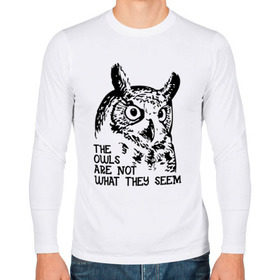 Мужской лонгслив хлопок с принтом Twin Peaks Owl в Кировске, 100% хлопок |  | животные | надпись | птицы | сериал | сова | твин пикс | фильмы