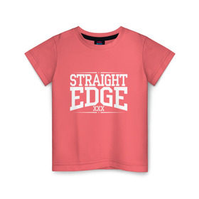 Детская футболка хлопок с принтом straight edge xxx в Кировске, 100% хлопок | круглый вырез горловины, полуприлегающий силуэт, длина до линии бедер | Тематика изображения на принте: drugfree | edge | hardcore | punk | sxe