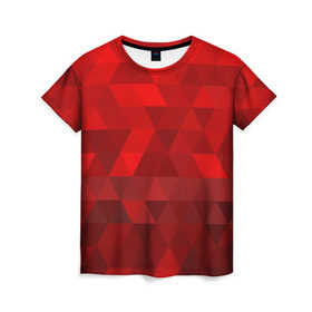 Женская футболка 3D с принтом Red pattern в Кировске, 100% полиэфир ( синтетическое хлопкоподобное полотно) | прямой крой, круглый вырез горловины, длина до линии бедер | геометрия | красный | треугольники