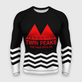 Мужской рашгард 3D с принтом ТВИН ПИКС в Кировске,  |  | logo | twin peaks | арт | надпись | полосы | сериал | текстура | фильмы