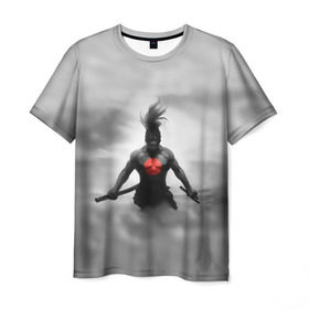 Мужская футболка 3D с принтом Самурай в Кировске, 100% полиэфир | прямой крой, круглый вырез горловины, длина до линии бедер | ниндзя | самурай | туман | япония