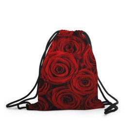 Рюкзак-мешок 3D с принтом Красные розы в Кировске, 100% полиэстер | плотность ткани — 200 г/м2, размер — 35 х 45 см; лямки — толстые шнурки, застежка на шнуровке, без карманов и подкладки | букет | красный | розы | цветы