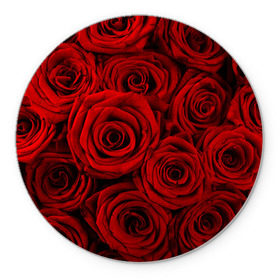 Коврик круглый с принтом Красные розы в Кировске, резина и полиэстер | круглая форма, изображение наносится на всю лицевую часть | букет | красный | розы | цветы