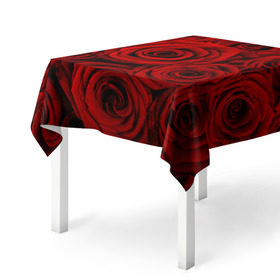 Скатерть 3D с принтом Красные розы в Кировске, 100% полиэстер (ткань не мнется и не растягивается) | Размер: 150*150 см | Тематика изображения на принте: букет | красный | розы | цветы