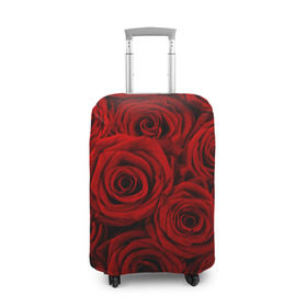 Чехол для чемодана 3D с принтом Красные розы в Кировске, 86% полиэфир, 14% спандекс | двустороннее нанесение принта, прорези для ручек и колес | букет | красный | розы | цветы
