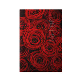 Обложка для паспорта матовая кожа с принтом Красные розы в Кировске, натуральная матовая кожа | размер 19,3 х 13,7 см; прозрачные пластиковые крепления | букет | красный | розы | цветы