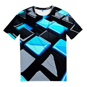 Мужская футболка 3D с принтом Абстрактные кубы в Кировске, 100% полиэфир | прямой крой, круглый вырез горловины, длина до линии бедер | 