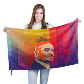 Флаг 3D с принтом Phil Collins в Кировске, 100% полиэстер | плотность ткани — 95 г/м2, размер — 67 х 109 см. Принт наносится с одной стороны | phil collins | актер | альтернатива | британский певец | музыкант | рок