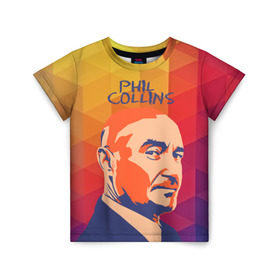 Детская футболка 3D с принтом Phil Collins в Кировске, 100% гипоаллергенный полиэфир | прямой крой, круглый вырез горловины, длина до линии бедер, чуть спущенное плечо, ткань немного тянется | phil collins | актер | альтернатива | британский певец | музыкант | рок