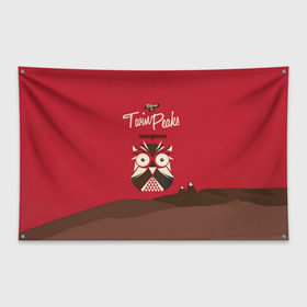 Флаг-баннер с принтом Добро пожаловать в Twin Peaks в Кировске, 100% полиэстер | размер 67 х 109 см, плотность ткани — 95 г/м2; по краям флага есть четыре люверса для крепления | дьявол | крафт | плакат | ретро | сова | твин пикс