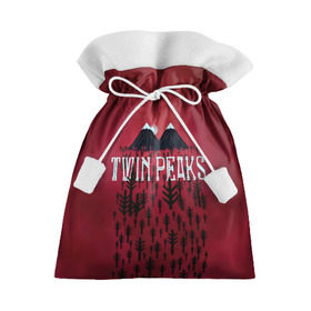 Подарочный 3D мешок с принтом Лес Twin Peaks в Кировске, 100% полиэстер | Размер: 29*39 см | горы | надпись | ретро | твин пикс