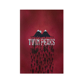 Обложка для паспорта матовая кожа с принтом Лес Twin Peaks в Кировске, натуральная матовая кожа | размер 19,3 х 13,7 см; прозрачные пластиковые крепления | Тематика изображения на принте: горы | надпись | ретро | твин пикс