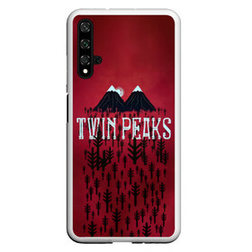 Чехол для Honor 20 с принтом Лес Twin Peaks в Кировске, Силикон | Область печати: задняя сторона чехла, без боковых панелей | Тематика изображения на принте: горы | надпись | ретро | твин пикс