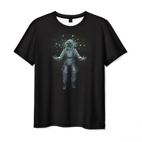 Мужская футболка 3D с принтом Космонавт с Бабочками в Кировске, 100% полиэфир | прямой крой, круглый вырез горловины, длина до линии бедер | астронавт | время первых | вселенная | гагарин | галактика | гравитация | звезды | интерстеллар | космический | луна | магия | млечный путь | невесомость | полет | скафандр | черная дыра